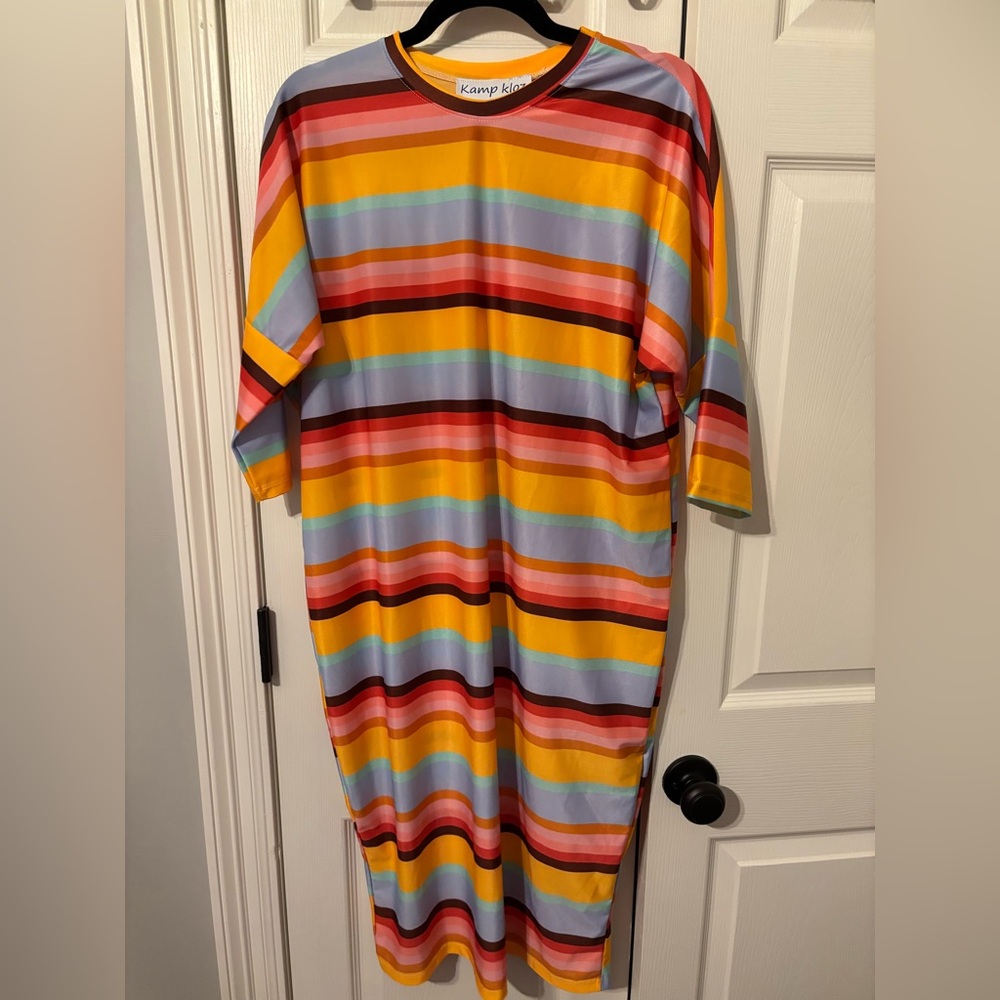 Multicolor Striped Midi Dress